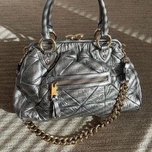 Marc Jacobs Silver Metallic Handbag with Gold Hardware